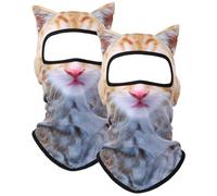 OLIPHEE 3D Cat Dog Ski Balaclava Masque Transparent avec Oreilles Cagoule Homme Femme Mignon Animal Chat Chien Masque Coupe-Vent pour Les Festivals Party Activités de Plein Air 2 Pièces-Orange