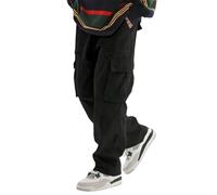 OLIPHEE Pantalon Cargo Homme Pantalon de Travail Homme Pants avec Cordon de Serrage et Poches Décontracté Sportswear Streetwear A-Noir L