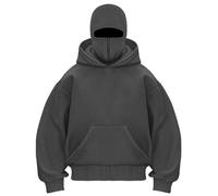 OLIPHEE Sweat à Capuche Homme Demi-Zip Poche Kangourou Sweat Zippé Homme Veste Double Capuche Hoodie Décontracté Sportwear Automne Hiver Gris Foncé XXL