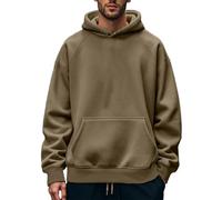 OLIPHEE Sweat à Capuche Homme Pull Polaire Homme Hoodie Pull Chaud Couleur Unie Poche Kangourou Sweat Hiver Automne Décontracté Streetwear Sportwear Kaki M