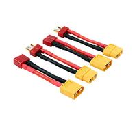OliRC 4 pièces XT60 XT-60 à T-Plug Deans Style Adaptateur de connecteur mâle Femelle avec Fil 14awg 5cm (C18-4)