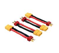OliRC 4pcs XT60 Femelle à Mâle Connecteur/Adaptateur en T (Style Deans) avec Fil 14awg 5cm (C14-4)