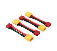 OliRC Lot de 4 connecteurs en T style Deans femelle vers mâle XT60 avec fil 14 AWG 5 cm (C16-4)