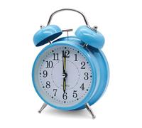 OLIREXD Réveil à double cloche de 10,2 cm avec rétroéclairage, réveil à double cloche à l'ancienne pour les dormeurs lourds, réveil pour enfant pour chambre à coucher, chevet, bureau, école (bleu)