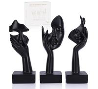 oliruim Lot de 3 grandes statues Penseur - Figurines d'accent domestique d'art abstrait noir pour salon, chambre à coucher, étagères, bureau d'ordinateur, décoration de table basse, cadeau pour femmes