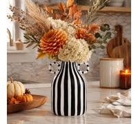 oliruim Vase en Céramique à Rayures Noires Et Blanches, Décoration De Vase Noir Et Blanc Peint à La Main, Style Moderne Minimaliste Bohème Chambre, Centre De Table De Salle à Manger (B)
