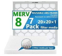 OlitAir Lot de 7 filtres à air MERV 8 de 20 x 20 x 1, filtre à air AC pour chaudière, cadre en plastique ABS réutilisable, filtre remplaçable (taille réelle : 49 x 49 x 19 cm)