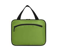 Olive Drab Solid Color Pure Plain Green Hanging Grande capacité Voyage Cosmetic Bag with Hook, Designer Multifonctionnel Skincare Bag for Women Vacation cartera para maquillaje