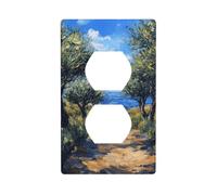Olive Grove with The Sea Outlet Cover Light Switch Cover Decorative 1 Gang Wall Plate for Kitchen Room Bathroom Size 7x11.4cm