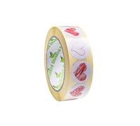 OliveBird 1,000 Rouge Coeur Autocollants Stickers 30mm - 4 Conceptions Dans 1 Rouleau - 250 Etiquettes De Chaque Style ( Style 1 )