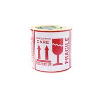 OliveBird 100 Autocollants Fragile Avec Inscription En Anglais "This Way Up Handle With Care" Autocollants, Grande Taille 10 X 10 CM