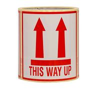 OliveBird 100 Autocollants This Way UP étiquettes Grande Taille 10 x 10 cm White-Red