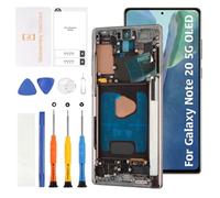 Olivechard Écran LCD de rechange OLED pour Galaxy Note 20 N980 N981 6,7" avec cadre gris mystique pour Samsung Galaxy Note 20 4G/5G