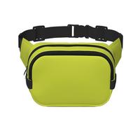 Oliveganlan Sac banane carré jaune vert double couche avec imprimé intégral, tissu sergé durable, sac banane multi-poches pour sports de plein air voyage