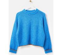 Oliver Bonas Oliver Bonas Blue Trim Crew Neck Knitted Jumper