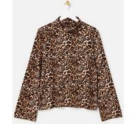 Oliver Bonas Oliver Bonas Brown Leopard Print Roll Neck Long Sleeve Top