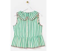 Oliver Bonas Oliver Bonas Green Striped Seersucker Collar Sleeveless Blouse