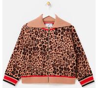 Oliver Bonas Oliver Bonas Natural Animal Print Zip Up Knitted Bomber Jacket