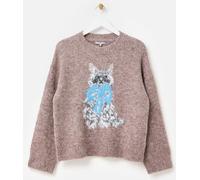 Oliver Bonas Oliver Bonas Natural Cuthbert Cat Crew Neck Knitted Jumper