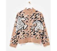 Oliver Bonas Oliver Bonas Natural Horse Print Zip Up Knitted Bomber Jacket