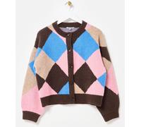 Oliver Bonas Oliver Bonas Pink Diamond Crew Neck Knitted Cardigan