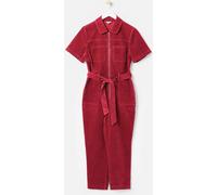 Oliver Bonas Oliver Bonas Red Corduroy Zip-Up Short Sleeve Jumpsuit