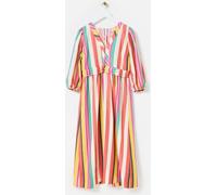 Oliver Bonas Oliver Bonas Red Multicoloured Striped V-Neck Midi Dress Red 6
