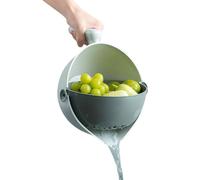 Oliver & Emilia Ensemble passoire de cuisine rotative 2 en 1 - Passoire en plastique, passe au lave-vaisselle, outil polyvalent pour égoutter et rincer les pâtes, les légumes et le riz - Évacuation