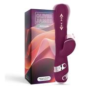Oliver James Vibrateur Rabbit 3-en-1 à Tapotement - Dildo à Mouvements de Poussée Discret pour Adultes avec 10 Modes de Vibration, 10 Modes de Tapotement et 3 Modes de Poussée | Puissant Stimulateur G
