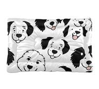 Oliver Jeffers - Coussin de cage lavable en forme de visage de chien de dessin animé noir sur blanc - Tapis doux antidérapant pour chiens de taille moyenne et grande - 91,4 x 61 cm