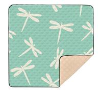 Oliver Jeffers Grand tapis de jeu antidérapant pour intérieur et extérieur Motif libellule Marshmallow Jade 127 x 127 cm