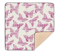 Oliver Jeffers Tapis de jeu antidérapant style papillon rose beige magenta pour intérieur et extérieur résistant à l'eau pour bébés, nourrissons et tout-petits, 127 x 127 cm