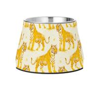 Oliver Jeffers Tigers Gamelles antidérapantes en acier inoxydable pour animaux de compagnie à alimentation lente Doré Crème