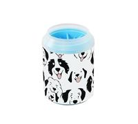 Oliver Jeffers Visages de chien de dessin animé Noir sur blanc Portable Nettoyeur de pattes d'animaux de compagnie avec brosse en silicone Kit de nettoyage doux pour chiens et races de chats de petite