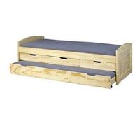 OLIVER - Lit Gigogne 90x200cm + 3 Tiroirs Bois Massif -