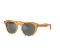 Oliver Peoples Unisex Sunglass OV5547SU N.05 Sun - Couleur du Monture: Bois d'or semi-mat, Couleur de Lentille: Bleu roi