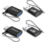 Oliveria Lot de 4 adaptateurs USB C vers USB 3.0 - Adaptateur Thunderbolt 3 vers USB femelle OTG - Pour téléphone 15, MacBook Pro 2022/2021/2020, Galaxy et autres