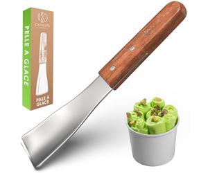 Oliver's Kitchen ® Cuillère à Glace - Créez des Desserts dignes d'Instagram à la Maison ! Cuillère à Crème Glacée de qualité Professionnelle avec Poignée en Bois Élégante et Ergonomique