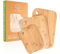 Oliver's Kitchen ® Lot de 3 planches à Découper en Bois - Différentes Tailles pour toutes les Occasions - Magnifiquement Conçues en Bambou 100% Naturel, Durables et Résistantes - Faciles à Nettoyer