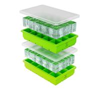 Oliver's Kitchen® Set de Bacs à Glaçons Très facile à Retirer avec Couvercles Empilables - Garde le Gin, le Whisky et les Boissons au Frais plus Longtemps - Grands Moules, moins de Dilution