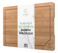 Oliver's Kitchen's Planche à Découper 100% Bambou Naturel (45 x 30 x 2 cm) en Bois Réversible - Pratique, Solide, Durable et Résistante - Facile à Nettoyer avec Rainure d'Égouttage