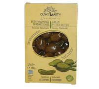 Olive's Earth Olives Vertes Dénoyautées Grecques Naturelles Farcies au Concombre Mariné Variété Chalkidiki, Paquet de 4 x 200g (Total : 800g)