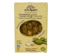 Olive's Earth Olives Vertes Grecques Dénoyautées Farcies à l’Ail 4 x 200 g (800 g) | Olives Chalkidiki Naturelles Artisanales | Snack Méditerranéen Gourmet Vegan Sans Conservateurs