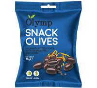 Olives noires dénoyautées Olymp Kalamata avec zeste d'orange et herbes 70g