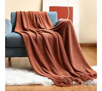 OliveSleep Couverture en tricot douce et confortable pour canapé, chaise, canapé, lit, couverture décorative, (rouge rouille, 130 x 200 cm)