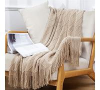 OliveSleep Couverture tricotée à franges, légère, douce et chaude