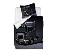 OliveSleep Parure de lit 2 pièces avec Housse de Couette et taie d'oreiller,Camion Diamond Dark,140 x 200 cm / 65 x 65 cm x 1,Multi 23