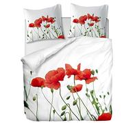 OliveSleep Parure de lit 3 pièces avec Housse de Couette et taies d'oreiller,Coquelicot,240 x 220 cm / 65 x 65 cm x 2,Multi 17