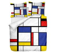OliveSleep Parure de lit 3 pièces avec Housse de Couette et taies d'oreiller,Peinture Abstraite dans Le Style Mondrian,200 x 200 cm / 65 x 65 cm x 2,Multi 1
