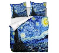OliveSleep Parure de lit 3 pièces avec Housse de Couette et taies d'oreiller,Van Gogh Star,240 x 220 cm / 65 x 65 cm x 2,Multi 16